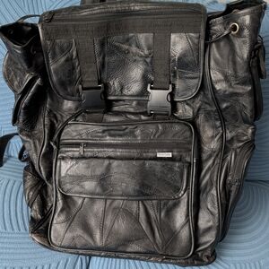 Black Men’s Leather Travel Backpack